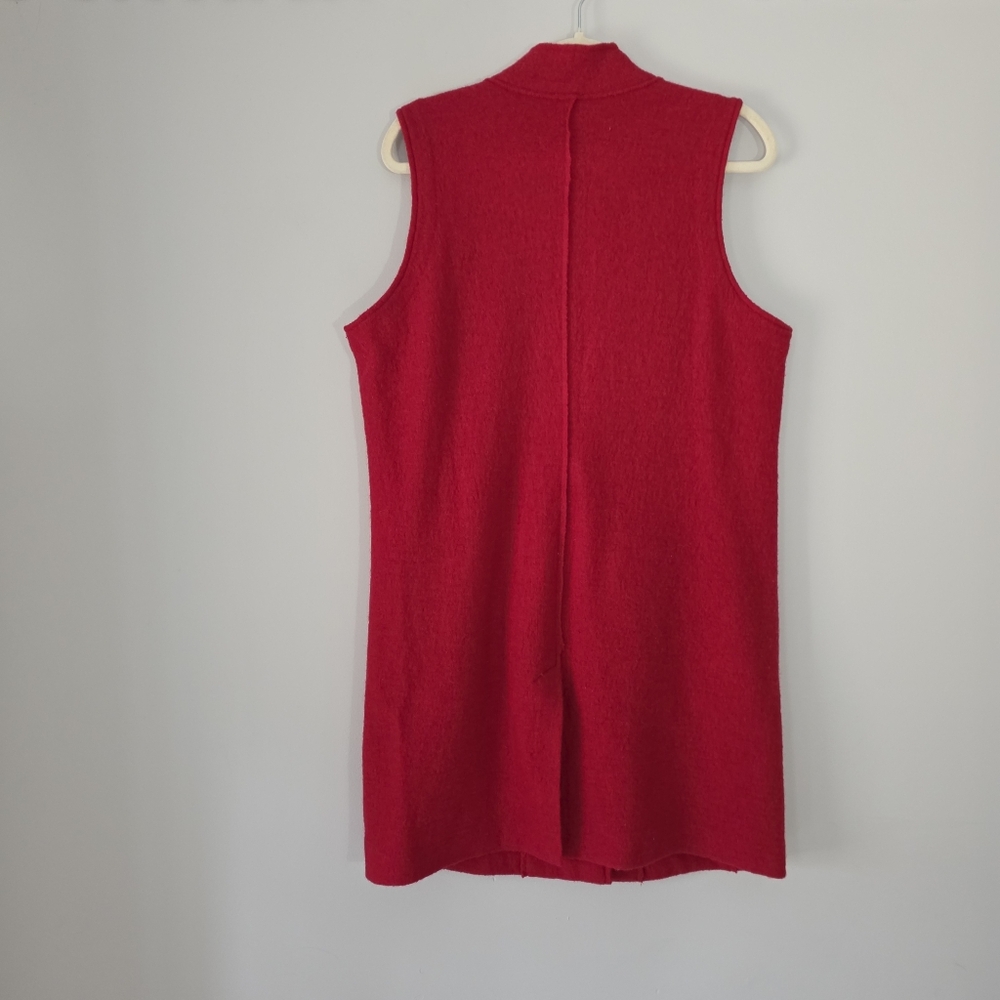 CHICO'S Boiled 100% Wool Longline Cardigan Vest Red Size Medium - Picture 6 of 13